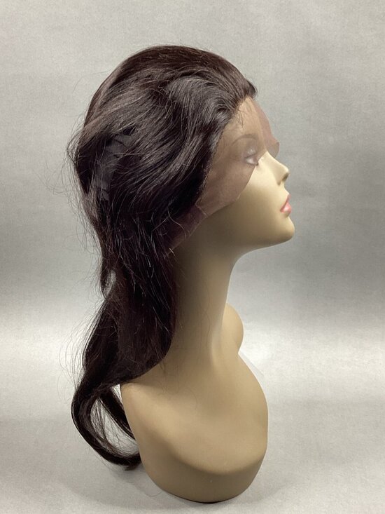 Straight 12” #Natural Black 100% Human Hair 360° Full Cap Lace Frontal - Picture 1 of 11